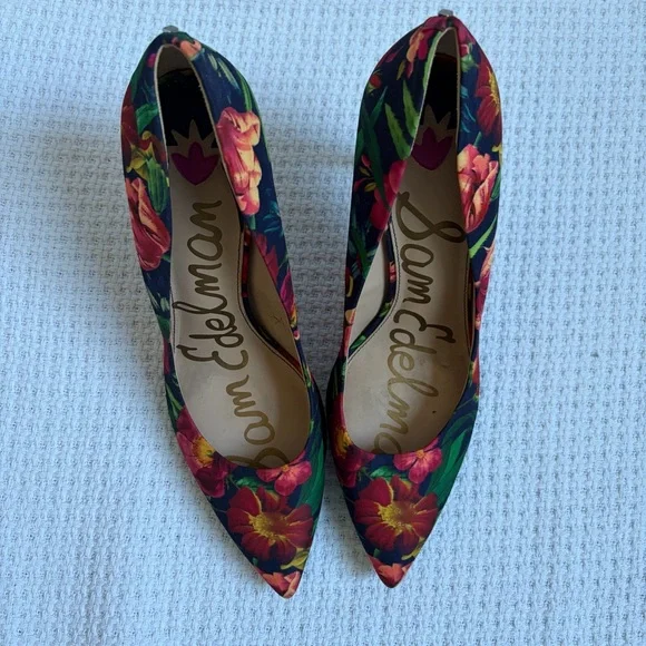 Sam Edelman Women's Heels - Floral Red and Green - Picture 2 of 4